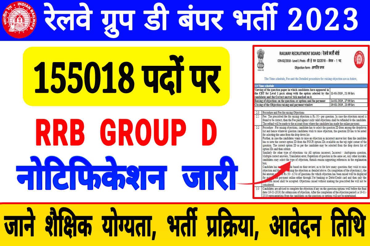 Railway Group D Recruitment 2023, रेलवे ग्रुप डी क्लार्क, चपरासी के रिक्त पदों के लिए 155018 पदों पर भर्ती, जानिए पूरी जानकारी
