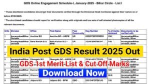 India Post GDS Result 2025 Out, Download GDS 1st Merit List & Cut Off Marks at indiapostgdsonline.gov.in