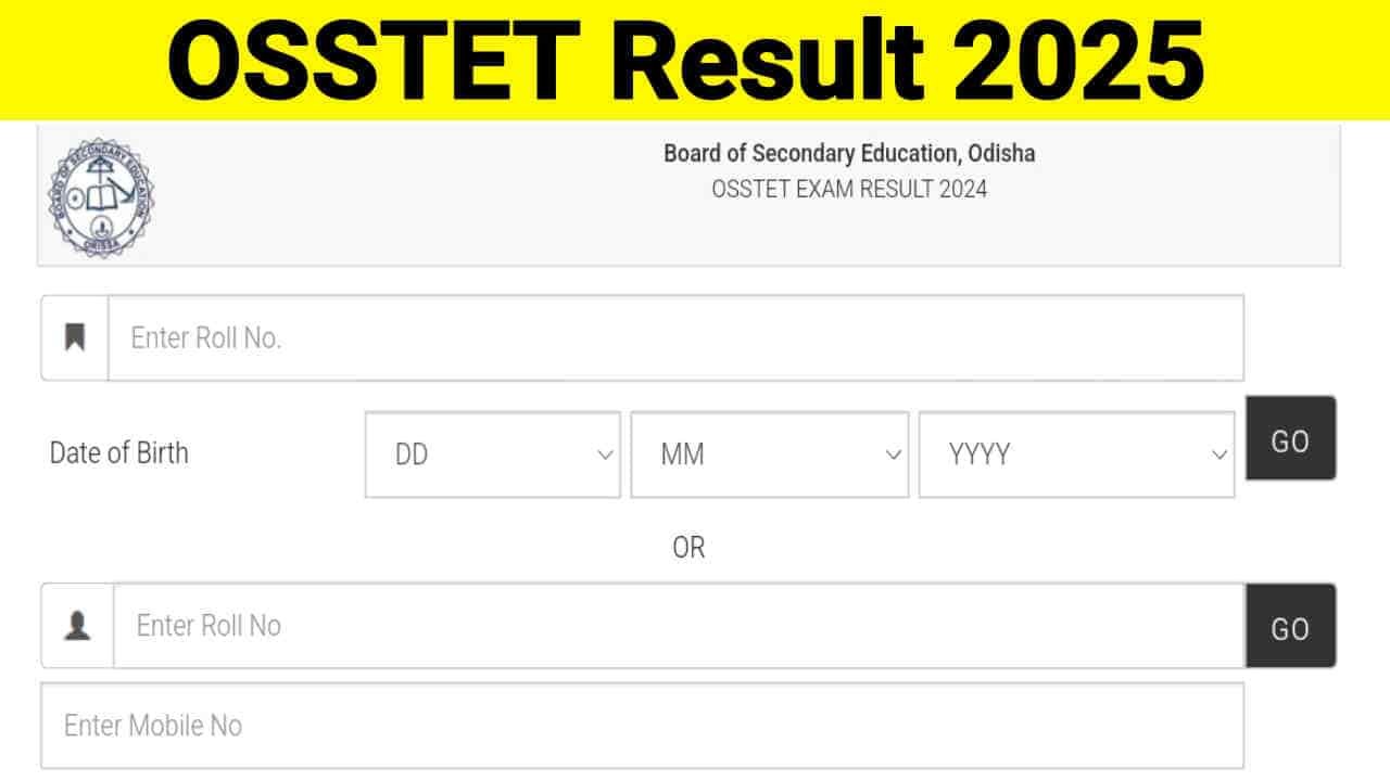 OSSTET Result 2025 Out, Check Result & Download Score Card at bseodisha.ac.in