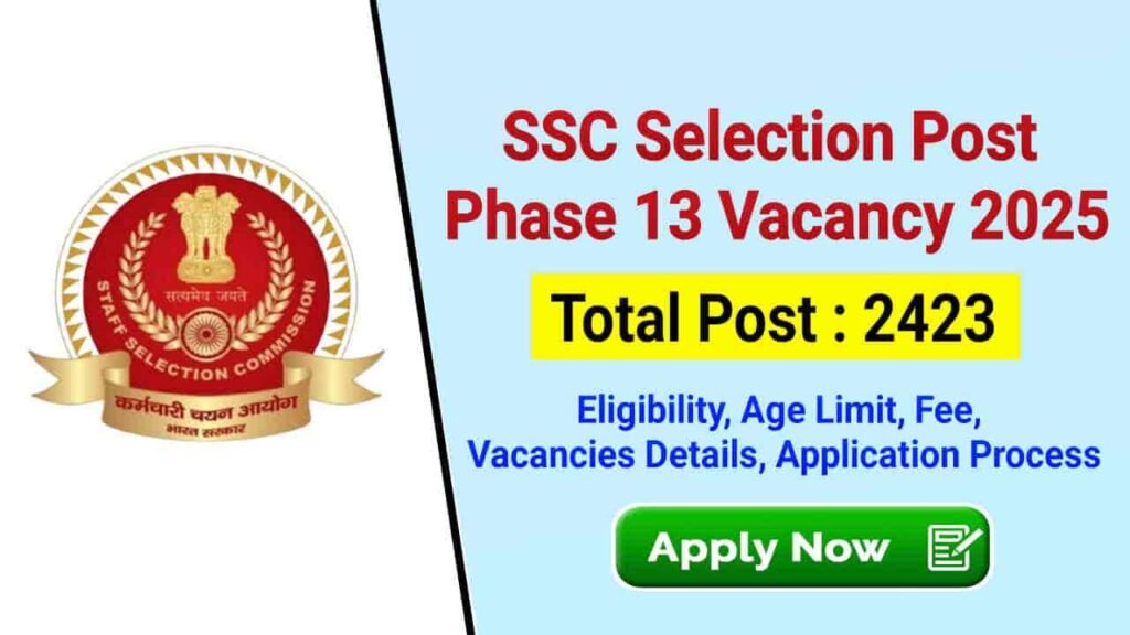SSC Selection Post Phase 13 Vacancy 2025, Apply Online, Check All Details