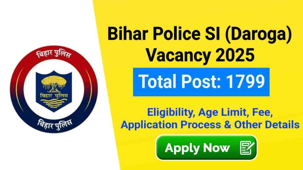 Bihar Police SI Recruitment 2025, Apply Online for 1799 Sub Inspector Vacancies